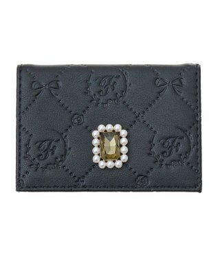 Maison de FLEUR パールビジューモノグラムカードケース Black