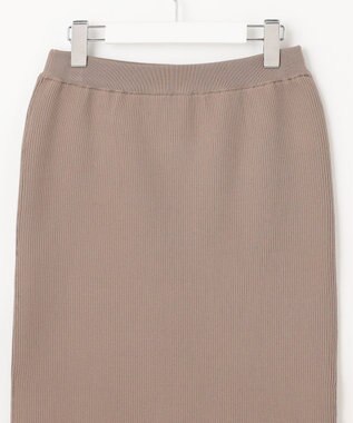 自由区 【洗える】リブストレッチタイト スカート モカ