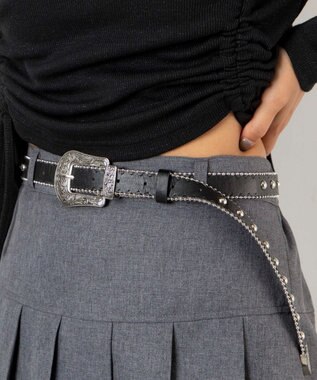 WEGO Lウエスタンバックルスタッズ付ベルト 柄1