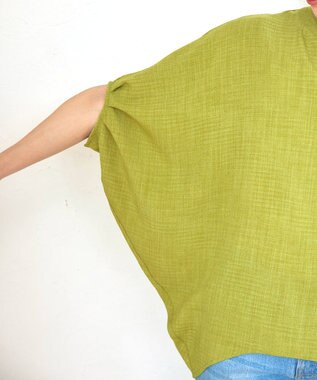 Tiaclasse 【洗える】麻調ドルマンタックシャツ ピスタチオ