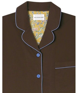 une nana cool 【綿100%】なめらかハイゲージ天竺パジャマ MADE WITH LIBERTY FABRIC チョコ