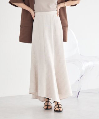 earth music&ecology 【セットアップ対応】キリカエフレアスカート Stripe Ivory