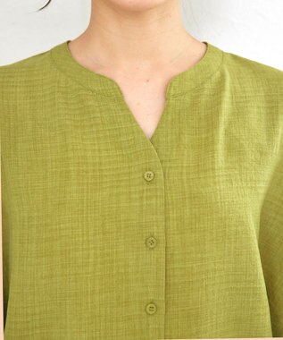 Tiaclasse 【洗える】麻調ドルマンタックシャツ ピスタチオ