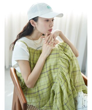 earth music&ecology マドラスチェックキャミワンピース Yellow