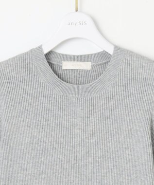 ANY SIS L 【洗える】フラワープリントドッキング ワンピース ライトグレー×アイボリー