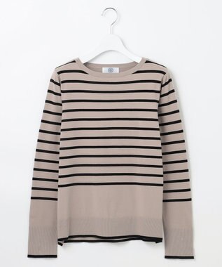 J.PRESS LADIES L 【洗える】VIGODA ボーダー ニット モカ×ブラック系