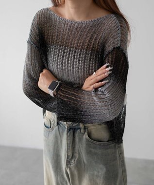 WEGO グラデーションニットプルオーバー ブラック