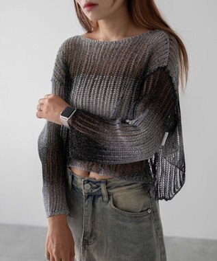 WEGO グラデーションニットプルオーバー ブラック