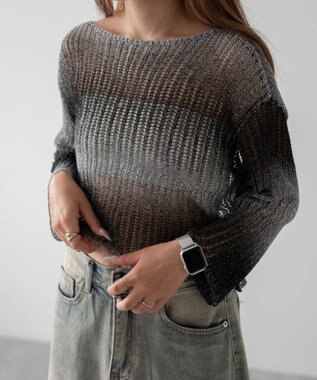 WEGO グラデーションニットプルオーバー ブラック