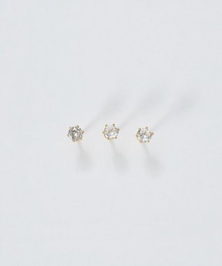  【金属アレルギー対応】3setビジューピアス　ゴールド/サージカルステンレス