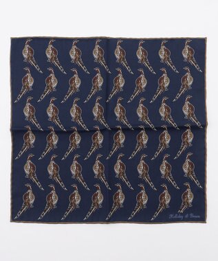 JOSEPH ABBOUD 【イタリア製・Holliday&Brown】バードグラフィックプリントポケットチーフ ネイビー系6