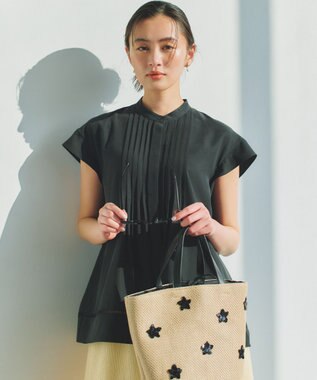 組曲 【先行予約】スムースクロス ピンタックブラウス ブラック系