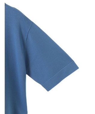Green Parks 袖裏配色５分袖ニットプルオーバー Blue