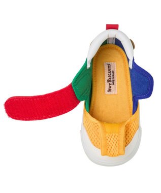 MIKI HOUSE HOT BISCUITS 【14-15cm】かかと顔 メッシュ セカンドベビーシューズ マルチカラー