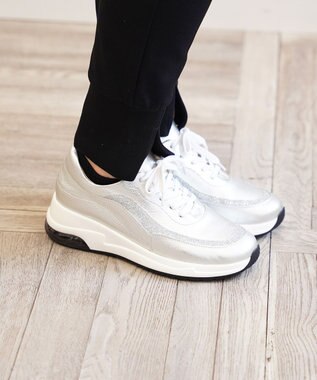 Pointer 日本製 本革厚底スニーカー シルバー