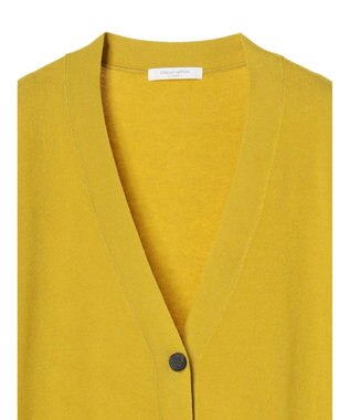 Green Parks もちやわ　Ｖネックミディ丈ニットカーディガン Yellow