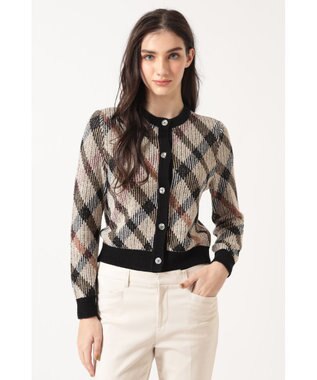 DAKS ビッグチェック ジャカード クルーネックカーディガン