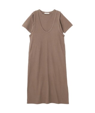 AMERICAN HOLIC 【2点セット】Tシャツ＋Uネックワンピース Brown