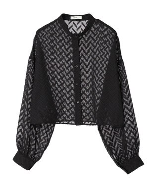 earth music&ecology ツッキリジャガードショートブラウス Black