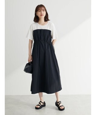 Green Parks 布帛ドッキングドロストワンピース