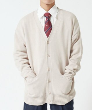 WEGO 【SCHOOL ITEM】メンズスクールニットカーディガン ベージュ