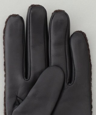 GOTAIRIKU 【スマホ対応】鹿の子×シープレザーコンビグローブ ダークブラウン系