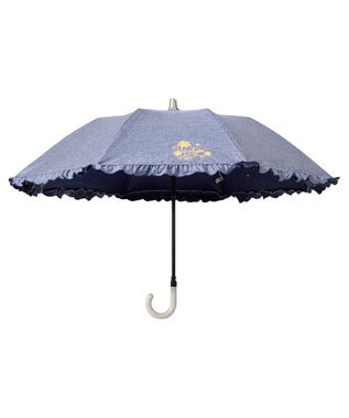 MOONBAT 【日傘】エスタ (estaa) Beauty shield折りたたみ傘フリル ディープブルー