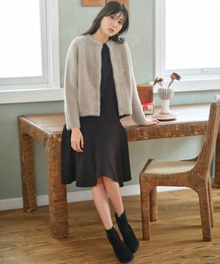 ANY SIS S 【洗える】シャギーニット アウター ベージュ