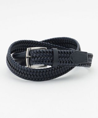 JOSEPH ABBOUD 【キングサイズ・伸びる！】ストレッチレザーベルト ネイビー系