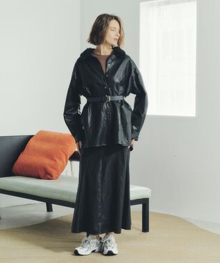 YECCA VECCA レザーライクシャツジャケット Black