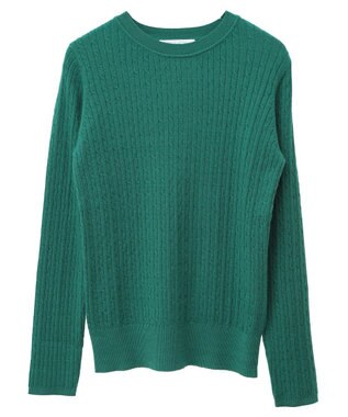 Green Parks プチケーブルクルーネックニットプルオーバー Green