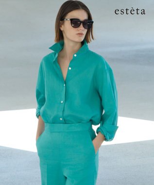  【エステータ】チンツリネン オーバーサイズ シャツ
