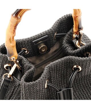 MioFIRANO ガーターステッチバンブーハンドルバッグ 2WAY　FIRANO フィラノ BLACK