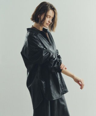 YECCA VECCA レザーライクシャツジャケット Black