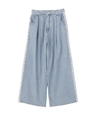 Green Parks サイドレースデニムワイドパンツ Light Indigo
