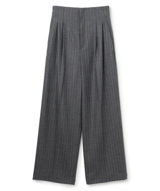 BEIGE， DELAND / ウールピンストライプハイウエストタックパンツ Gray St.