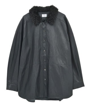 YECCA VECCA レザーライクシャツジャケット Black