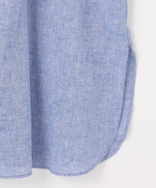 23区 S 【SLOW/洗える】リネンコットン シャツワンピース ブルー系