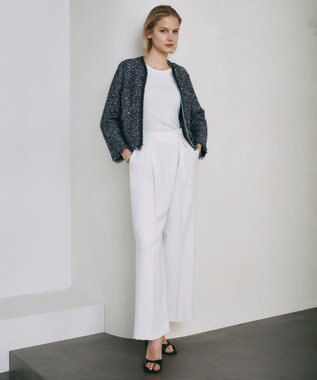 ICB 【洗える】シルフィルダブルクロス ワイドパンツ アイボリー系