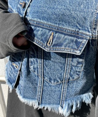 WEGO デニムショートベスト デニム中濃加工色