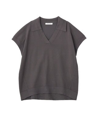 AMERICAN HOLIC フレンチスリーブスキッパールーズニットプルオーバー Charcoal Gray