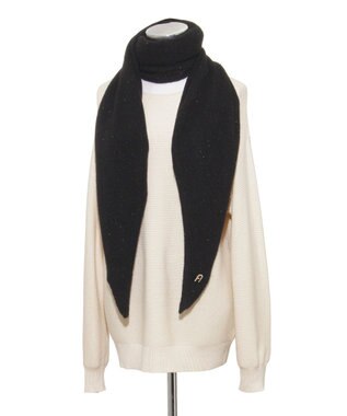 MOONBAT FURLA(フルラ）カシミヤ スパンコール トライアングルストール ブラック