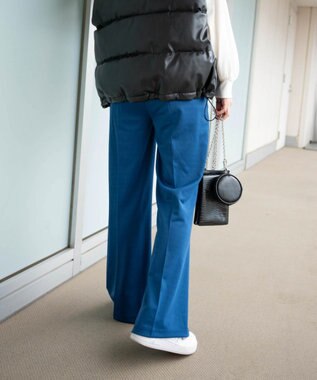 WEGO ポンチセンタープレスフレアパンツ ブルー