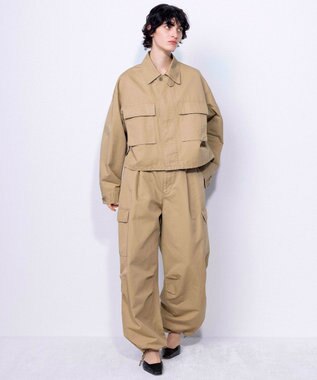 NAVE 【ReNAVE・セットアップ可/洗える】コットンリネンカルゼ ショートジャケット ベージュ系