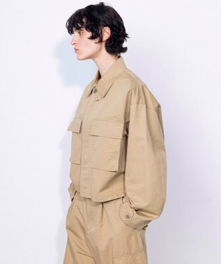 NAVE 【ReNAVE・セットアップ可/洗える】コットンリネンカルゼ ショートジャケット ベージュ系