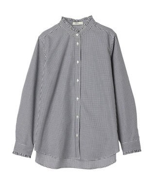 earth music&ecology スタンドフリルシャツ Gingham Check