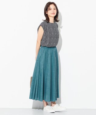 ANY 【ウエストゴム】シャンブレーライク スカート ターコイズ