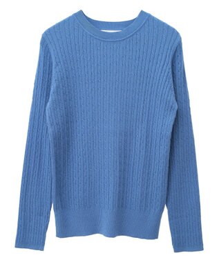Green Parks プチケーブルクルーネックニットプルオーバー Blue