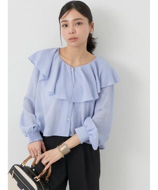 earth music&ecology ラッフルショートブラウス Sax