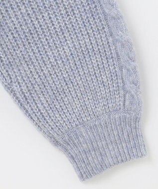 ANY SIS 【洗える】袖ケーブルショート ニット ライトブルー